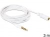 Delock Przedłużacz audio minijack 3.5mm M/F 4 PIN 3m biały dla iPhone