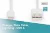 Digitus Kabel do transmisji danych/ładowania USB A/Lightning MFI 2m Biały
