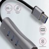 AXAGON HMA-GL3AP Wieloportowy hub metalowy 3x USB-A + GLAN, USB 3.2 Gen 1, 20cm USB-A kabel, microUSB dodatkowe zasilanie