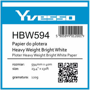 Papier w roli do plotera Yvesso Heavyweight Brightwhite 594X40m 120g HBW594