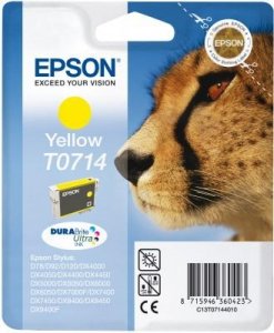 Wkład yellow do Epson D78/92/120/DX4000/4050/5000/5050/6000/6050/7000F/ 7400/8400/9400. T0714