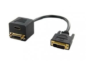4world Adapter DVI-D [M] (24+1) > HDMI [F] + DVI-D [F] (24+1), czarny