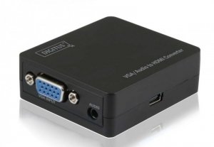 Digitus Konwerter sygnału VGA do HDMI, 1080p 60Hz FHD, HDCP 1.2, z audio (1xMiniJack)