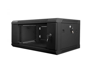 Lanberg Szafa instalacyjna wisząca 19 cali 4U 600X450mm czarna (drzwi szklane)