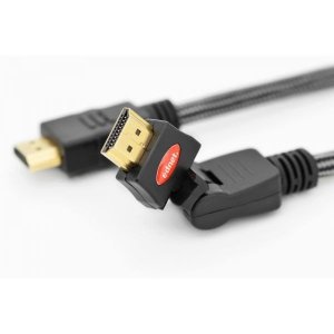 EDNET Kabel połączeniowy HDMI HighSpeed z Ethernetem obracany 4K 60Hz UHD Typ HDMI A/HDMI A M/M nylon 5m