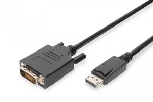Digitus Kabel adapter Displayport z zatrzaskiem 1080p 60Hz FHD Typ DP/DVI-D (24+1) M/M 1m Czarny