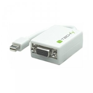 Techly Adapter Mini DisplayPort męski na VGA żeński, biały, 15cm
