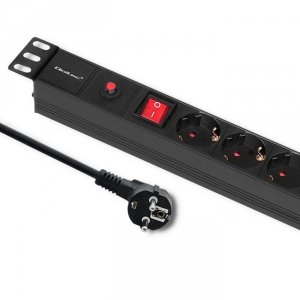 Qoltec Listwa zasilająca CB do szafy RACK | 19cali | 1U | 16A | PDU |  6xSCHUKO | 2m