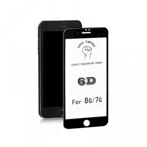 Qoltec Hartowane szkło ochronne na Apple iPhone 7 | 6D | Pełne | Czarne