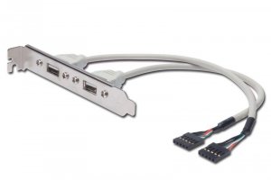 Digitus Kabel na śledziu USB 2.0 HighSpeed Typ 2xIDC (5pin)/2xUSB A M/Ż 0,25m Szary