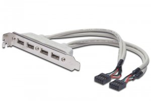 Digitus Kabel na śledziu USB 2.0 HighSpeed Typ 2xIDC (5pin)/4xUSB A M/Ż szary 0,25m