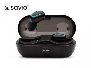 Elmak Słuchawki bezprzewodowe Savio TWS-05 Hi-end BT 5.0 z mikrofonem i powerbankiem