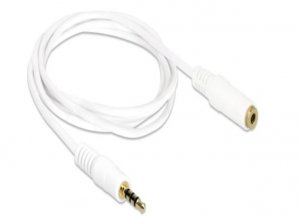 Delock Przedłużacz audio minijack 3.5mm M/F  4 PIN 1m biały dla iPhone