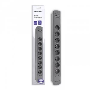 Qoltec Listwa antyprzepięciowa | 8 gniazd | 2xUSB | 1.8m | Szara