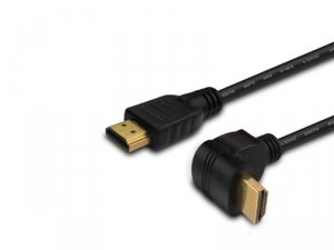 Savio Kabel HDMI (M) v2.0, 1,5m, miedź, czarny, kątowy, złote końcówki, ethernet/3D, CL-108