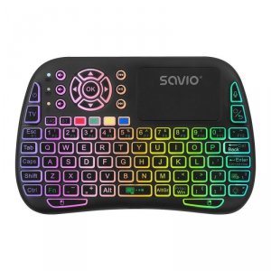 Savio Podświetlana klawiatura bezprzewodowa RGB BT + 2.4 GHz , TV Box, Smart TV, Konsole, PC, KW-04