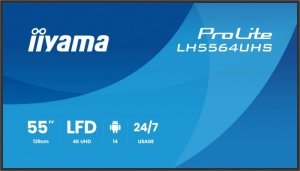 IIYAMA Monitor 55 cali LH5564UHS-B1AG, 24/7,VA,ANDROID14,4K,500cd,5000:1,    2xHDMI ,USB-C,RJ45, RS-232c, IR, 2x10W, 2xUSB, UCHW