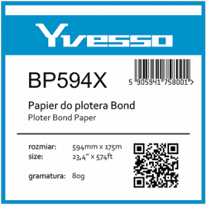 Papier w roli do ksero Yvesso Bond 594x175m 80g BP594X