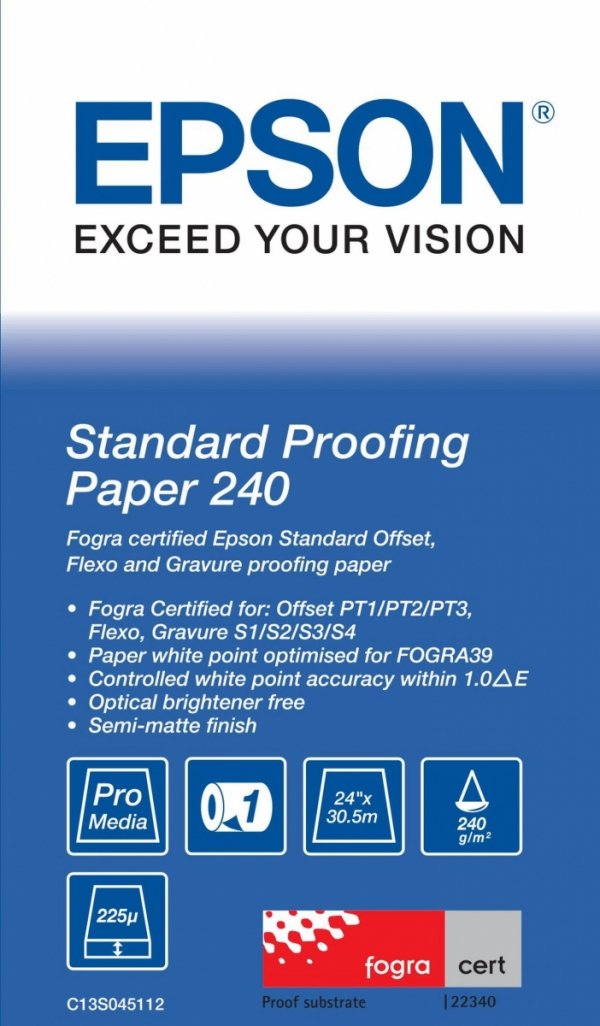 Epson Papier Standard Proofing Paper, 24&quot; x 30,5 m 240g/m2 C13S045112