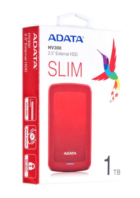 Dysk zewnętrzny HDD ADATA HV300 (1TB; 2.5&quot;; USB 3.2; czerwony)
