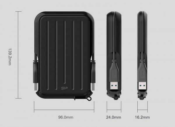 Dysk zewnętrzny HDD Silicon Power Armor A66 (4TB; 2,5&quot;; USB 3.2; Yellow; SP040TBPHD66LS3Y)