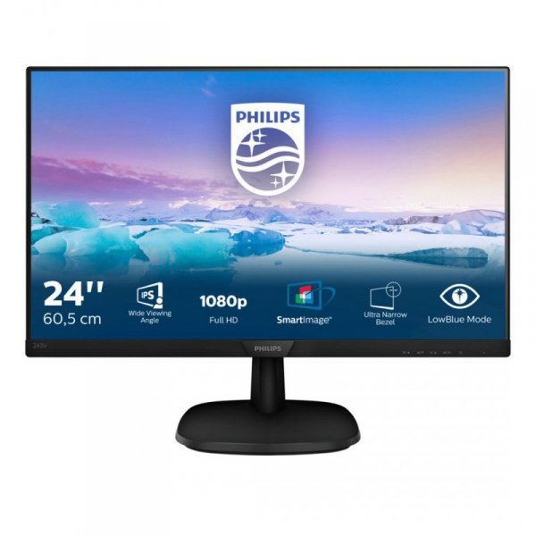 Monitor Philips 243V7QJABF/00 (23,8&quot;; IPS/PLS; FullHD 1920x1080; DisplayPort, HDMI, VGA; kolor czarny)