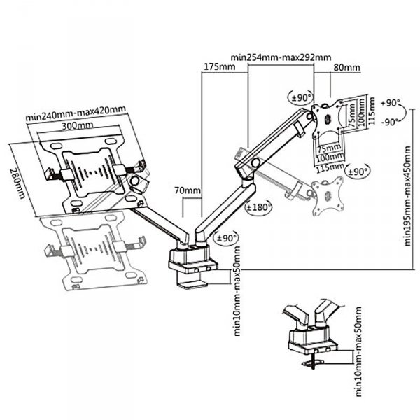 Uchwyt biurkowy Maclean MC-813 (biurkowy; 32&quot; - 17&quot;; max. 16 kg)