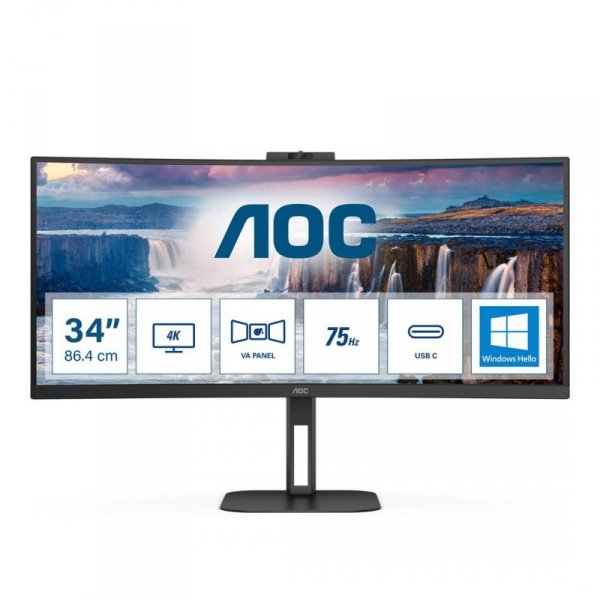 AOC V5 CU34V5CW/BK LED display 86,4 cm (34&quot;) 3440 x 1440 px Wide Quad HD Czarny