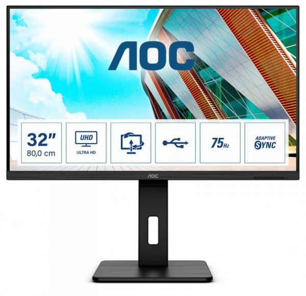 AOC P2 U32P2 monitor komputerowy 80 cm (31.5&quot;) 3840 x 2160 px 4K Ultra HD LED Czarny