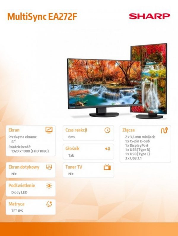 Sharp Monitor MultiSync DD-EA272F 27 cali czarny