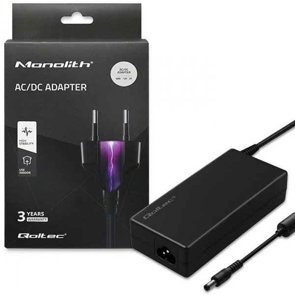 Qoltec Zasilacz desktopowy 60W | 12V | 5A | 5.5*2.5 | + kabel zasilający