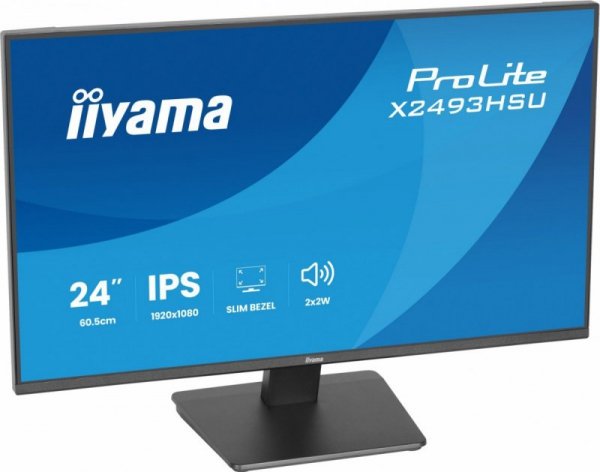 IIYAMA Monitor 24 cale X2493HSU-B1 IPS,FHD,HDMI,DP,120Hz, 1500:1, 2xUSB,    350cd, cienka ramka z 4 stron