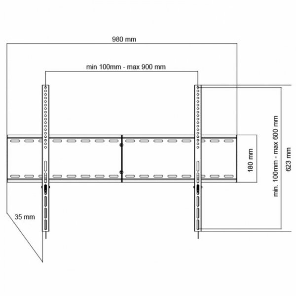 ART Uchwyt do TV LCD/LED/Multimedia 55-100 cali 140KG AR-96XL reg. Solid 35mm max VESA 900x600