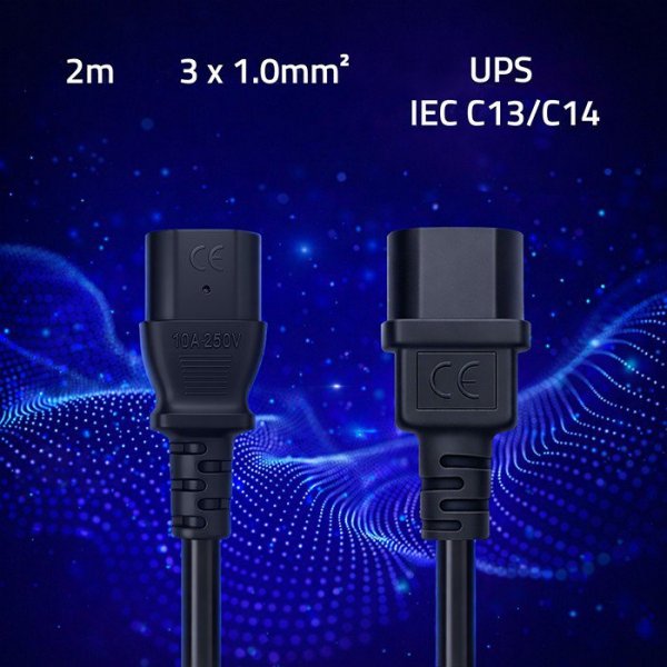 Qoltec Kabel zasilający IEC C13 | C14 | 3x1.0mm2 | Czysta miedź Cu | 2m