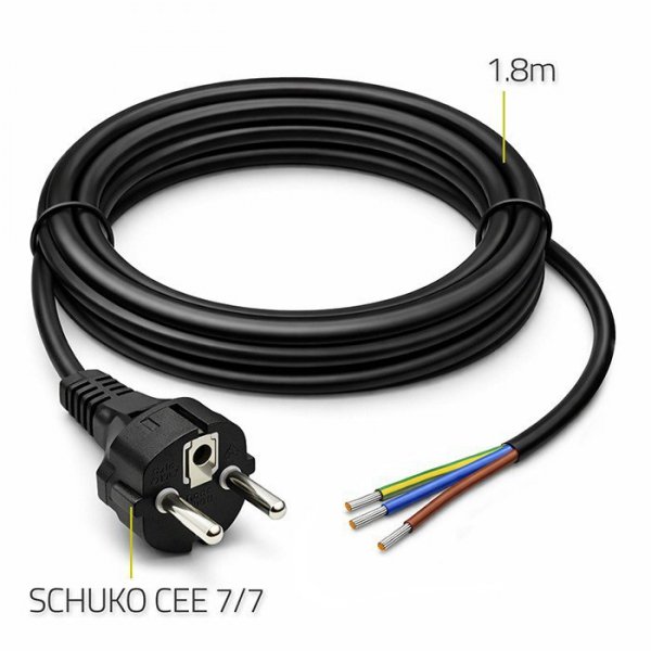 Qoltec Kabel zasilający SCHUKO CEE 7/7 (E/F) | miedź Cu | odizolowany lutowany | 3x0.75mm2 | 1.8m