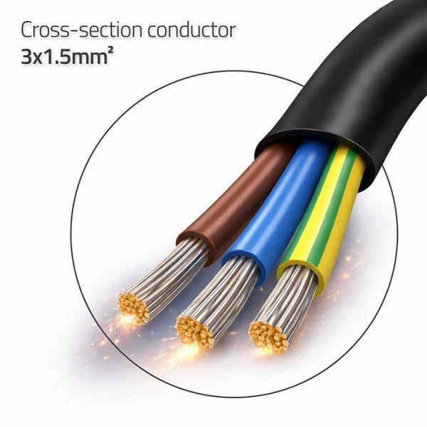 Qoltec Kabel zasilający SCHUKO CEE 7/7 (E/F) | miedź Cu | odizolowany lutowany | 3x1.5mm2 | 3m