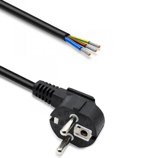 Qoltec Kabel zasilający | wtyczka kątowa SCHUKO CEE 7/7 (E/F) | miedź Cu odizolowany lutowany | 3x0.75mm2 | 3m