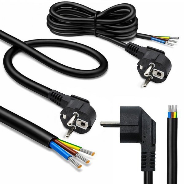 Qoltec Kabel zasilający | wtyczka kątowa SCHUKO CEE 7/7 (E/F) | miedź Cu odizolowany lutowany | 3x1.5mm2 | 5m