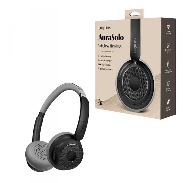 LogiLink Słuchawki z mikrofonem, BT6.0, ANC, czarne