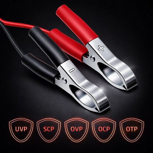 Qoltec Ładowarka do akumulatora AGM GEL STD | Prostownik 12V | 2A | 24W | LED | Kabel 1.8m