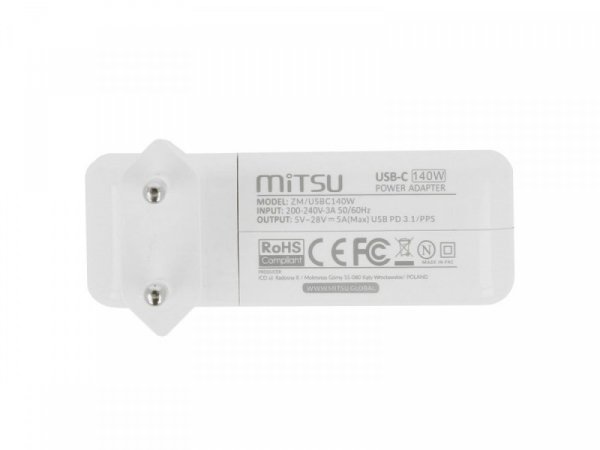 Mitsu Zasilacz ładowarka do laptopa 100W USB-C 5V-9V-12V-15V/3A, 20V-28V/5A PD