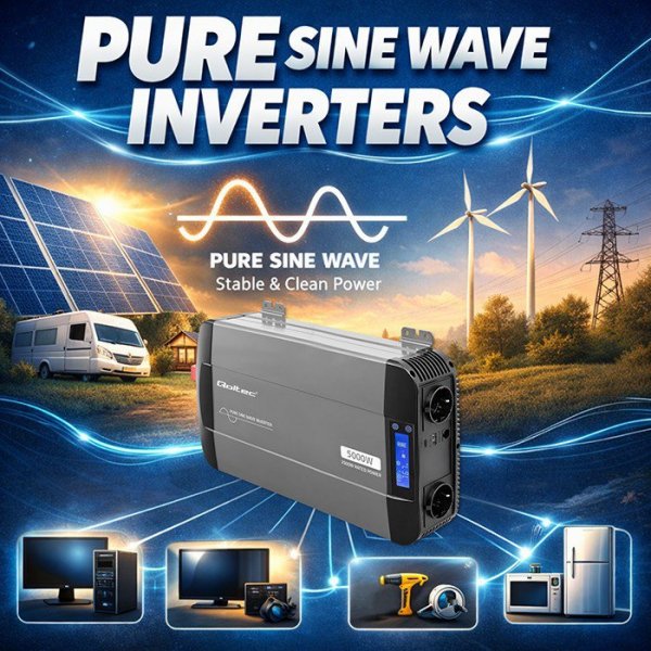 Qoltec Przetwornica napięcia Pure Sine Wave | 12V to 230V | 2500/5000W