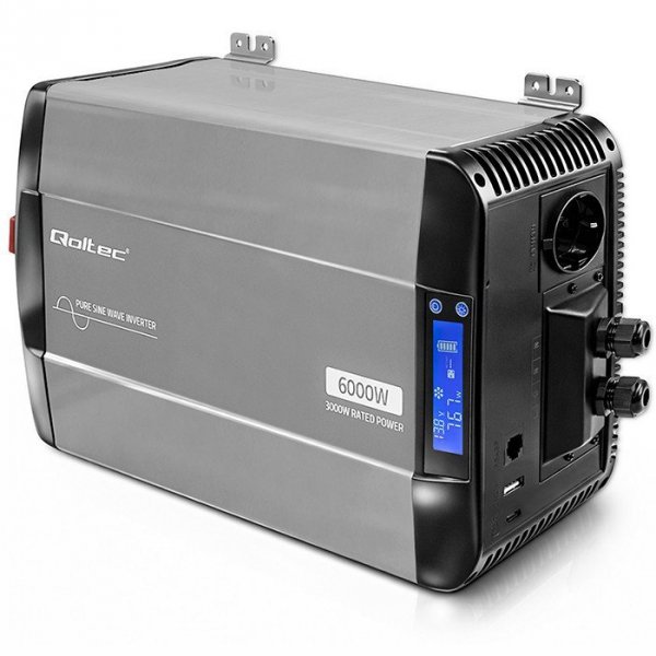 Qoltec Przetwornica napięcia Pure Sine Wave | 12V na 230V | 3000/6000W