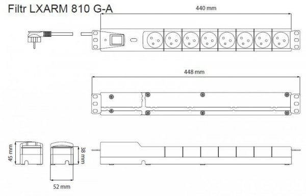 Lestar Listwa przeciwprzepięciowa LXARM 810, 3L, PDU, 3,0m, czarna