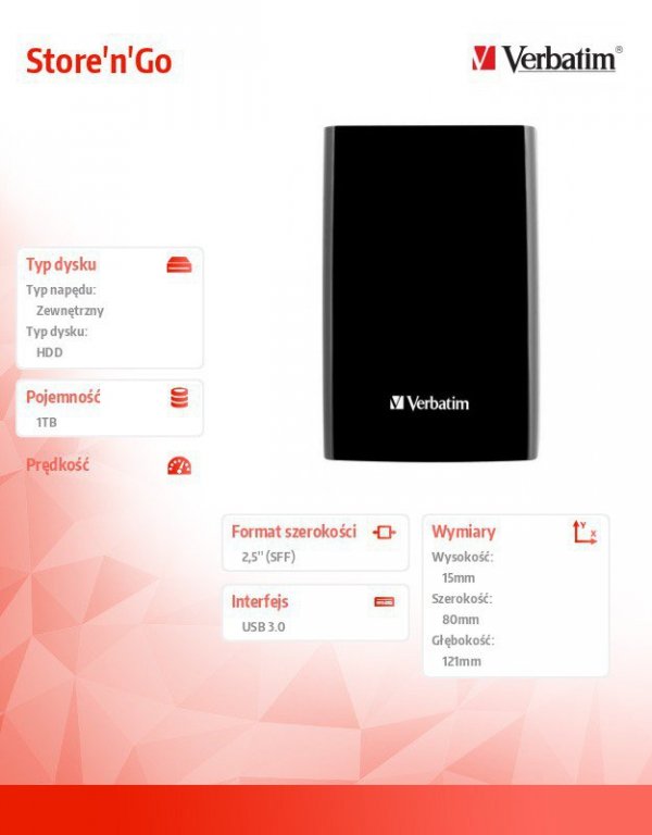 Verbatim Store&#039;n&#039;Go 1TB 2.5&#039;&#039; USB 3.0 Black