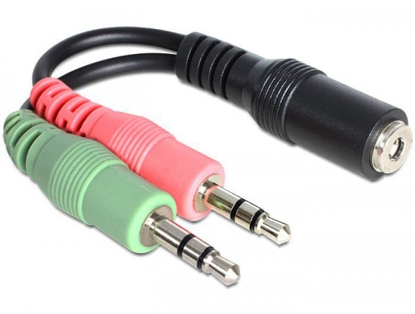 Delock Adapter Mini Jack(M)x2 -&gt; Mini Jack(F) 4-Pin 12cm