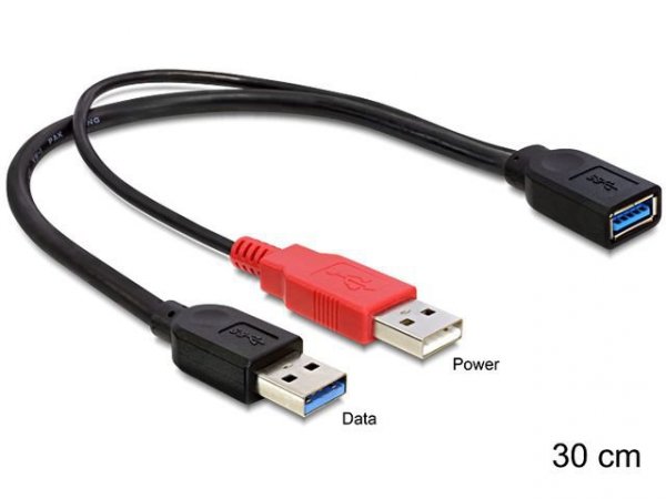 Delock Kabel USB 3.0 AMx2-&gt;AF 30cm