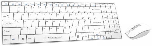 Esperanza ZESTAW BEZPRZEWODOWY KLAWIATURA SLIM + MYSZ 2,4 GHz EK122W       LIBERTY BIAŁY