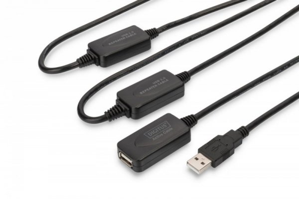 Digitus Kabel przedłużający USB 2.0 HighSpeed Typ USB A/USB A M/Ż aktywny 25m Czarny