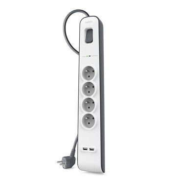 Belkin Listwa antyprzepięciowa 4 gniazda 525J 2xUSB 2m szary